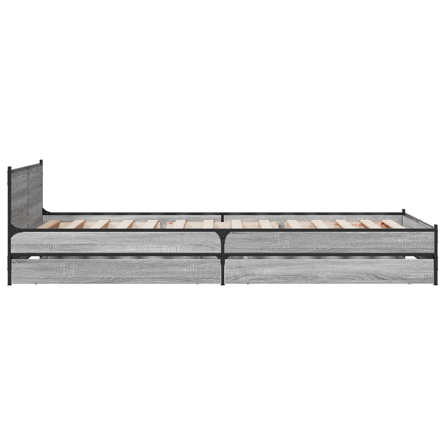 Bedframe met Hoofdeinde Grijs Sonoma 80 x 200 cm Bewerkt hout