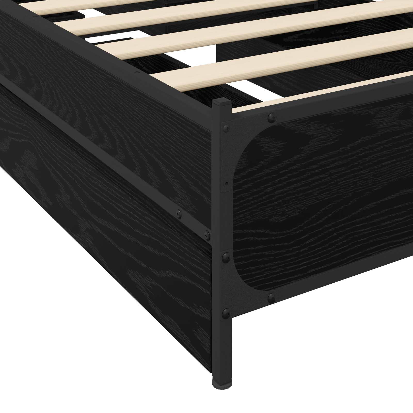 Bedframe met Hoofdeinde Zwart eiken 80 x 200 cm Bewerkt hout