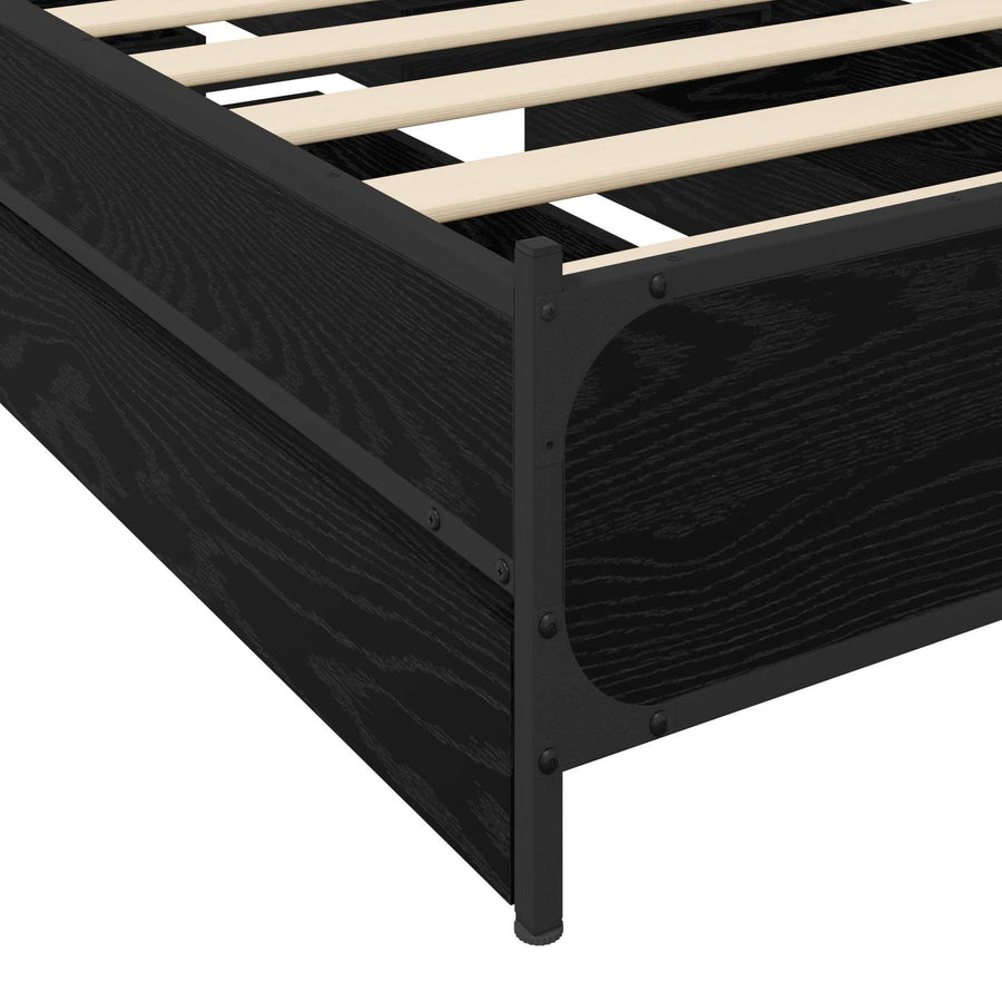 Bedframe met Hoofdeinde Zwart eiken 80 x 200 cm Bewerkt hout