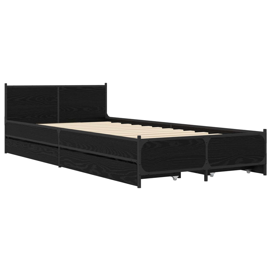 Bedframe met Hoofdeinde Zwart eiken 80 x 200 cm Bewerkt hout