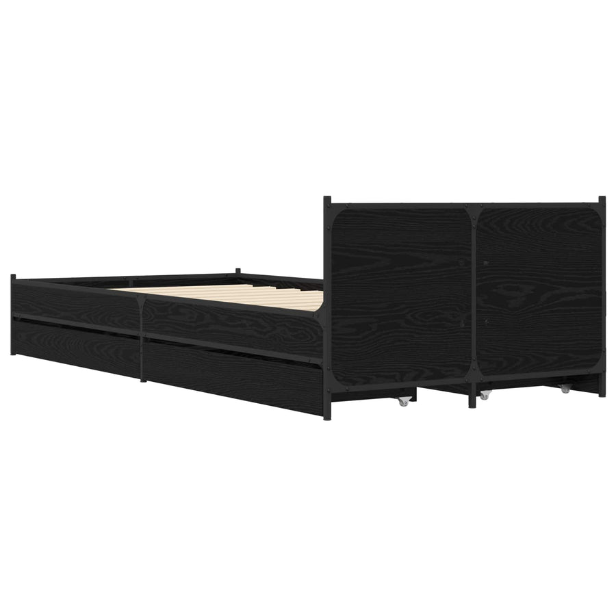 Bedframe met Hoofdeinde Zwart eiken 80 x 200 cm Bewerkt hout