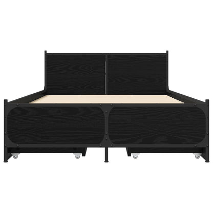 Bedframe met Hoofdeinde Zwart eiken 80 x 200 cm Bewerkt hout