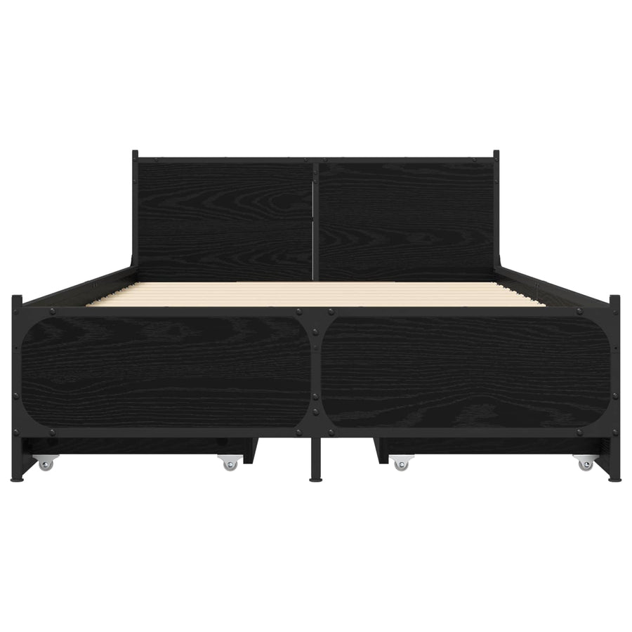 Bedframe met Hoofdeinde Zwart eiken 80 x 200 cm Bewerkt hout