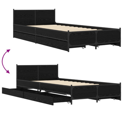 Bedframe met Hoofdeinde Zwart eiken 80 x 200 cm Bewerkt hout