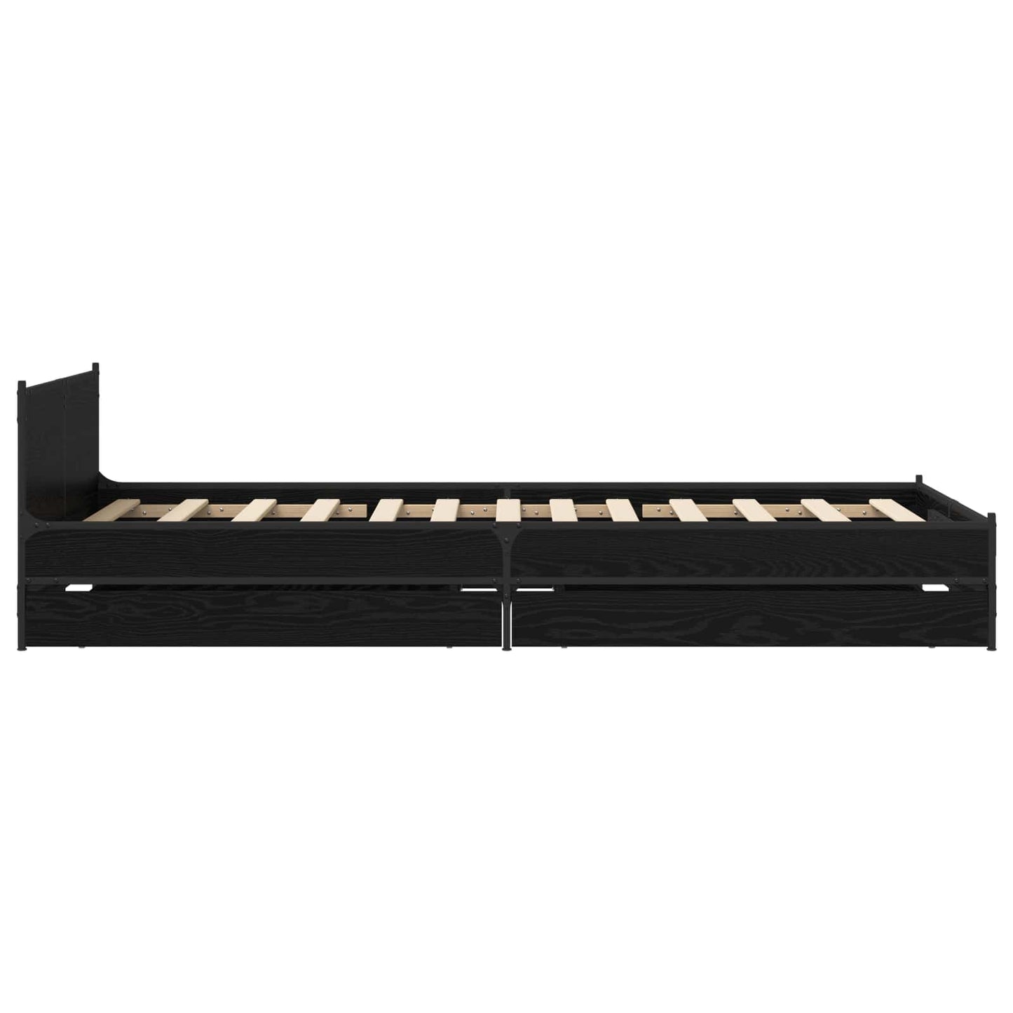 Bedframe met Hoofdeinde Zwart eiken 80 x 200 cm Bewerkt hout