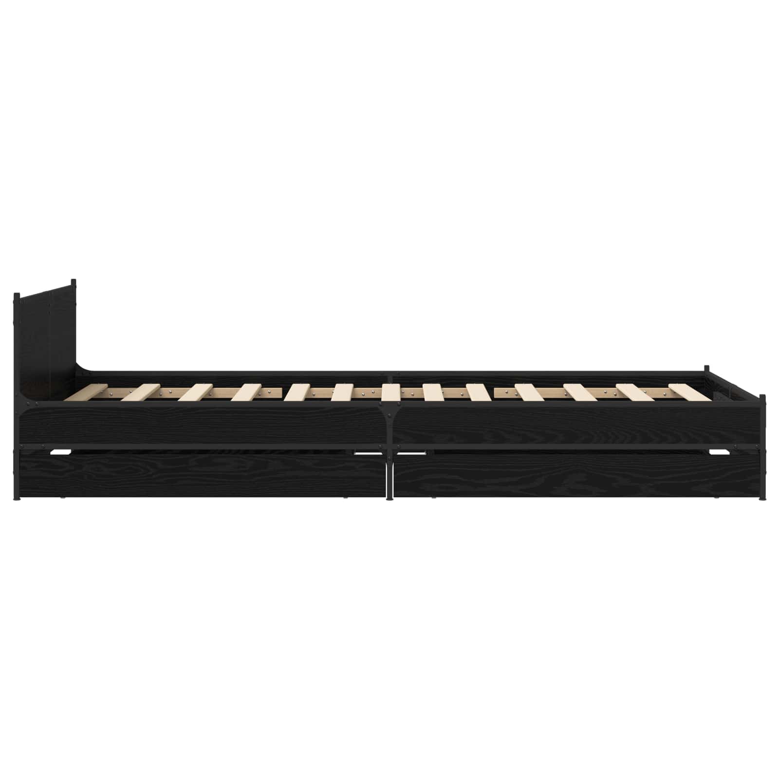 Bedframe met Hoofdeinde Zwart eiken 80 x 200 cm Bewerkt hout