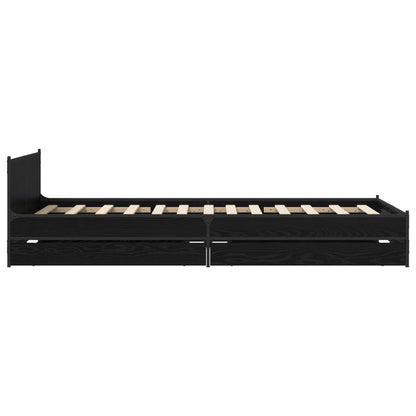 Bedframe met Hoofdeinde Zwart eiken 80 x 200 cm Bewerkt hout