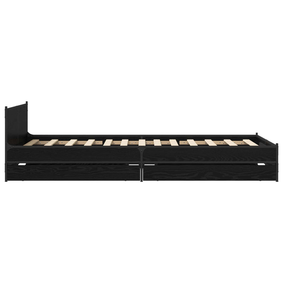 Bedframe met Hoofdeinde Zwart eiken 80 x 200 cm Bewerkt hout