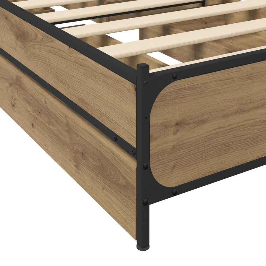 Bedframe met Hoofdeinde met lade Artisanaal eiken 80 x 200 cm
