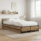 Bedframe met Hoofdeinde met lade Artisanaal eiken 80 x 200 cm