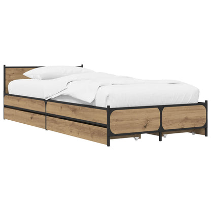 Bedframe met Hoofdeinde met lade Artisanaal eiken 80 x 200 cm