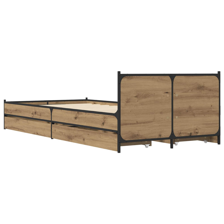 Bedframe met Hoofdeinde met lade Artisanaal eiken 80 x 200 cm