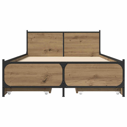 Bedframe met Hoofdeinde met lade Artisanaal eiken 80 x 200 cm