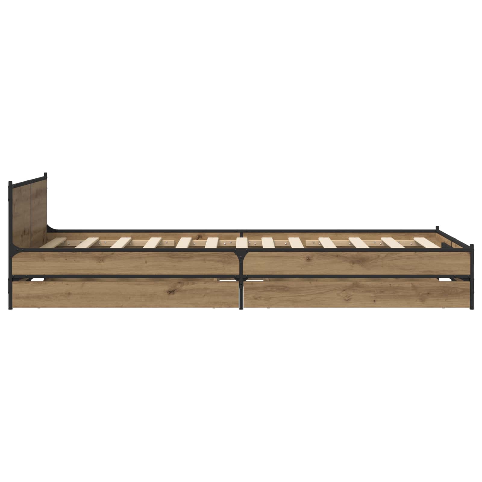 Bedframe met Hoofdeinde met lade Artisanaal eiken 80 x 200 cm