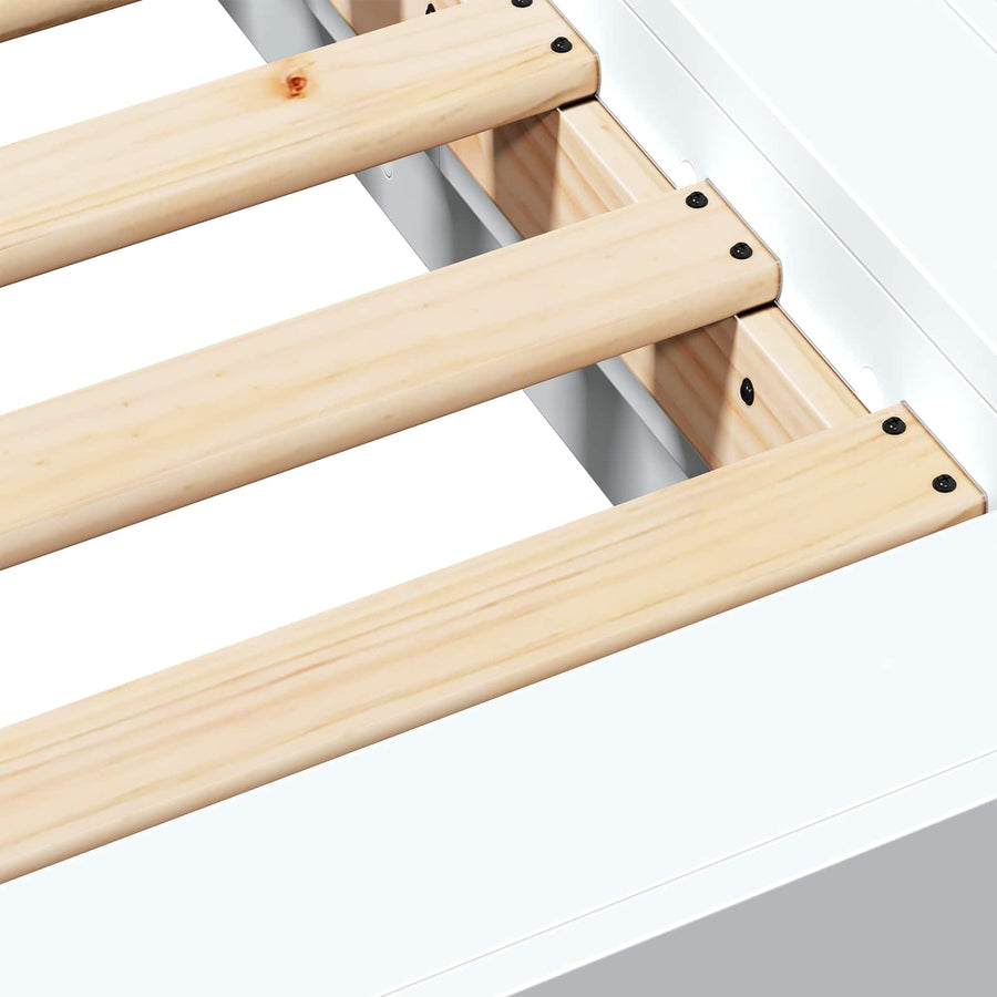 Vloerbedframe Wit 80 x 210 cm Bewerkt hout