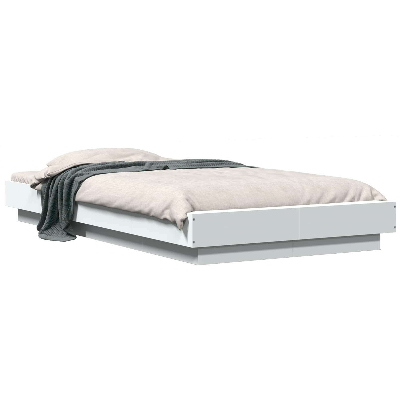 Vloerbedframe Wit 80 x 210 cm Bewerkt hout