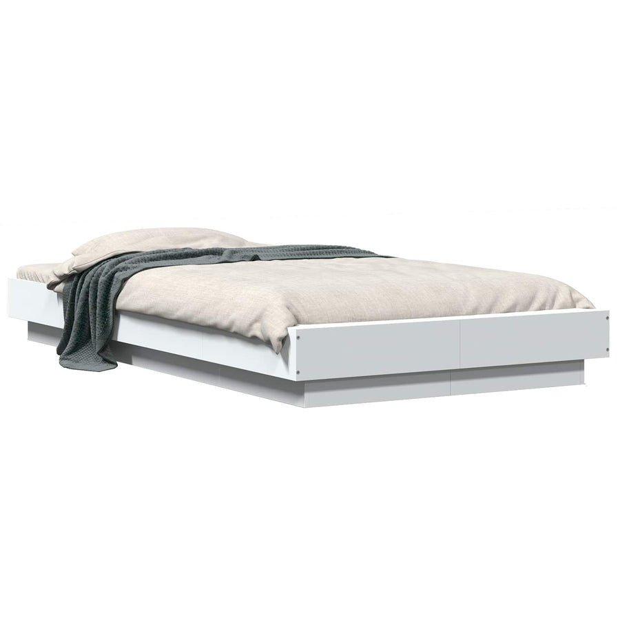 Vloerbedframe Wit 80 x 210 cm Bewerkt hout