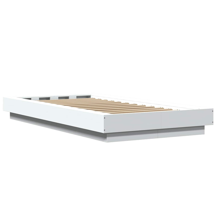 Vloerbedframe Wit 80 x 210 cm Bewerkt hout