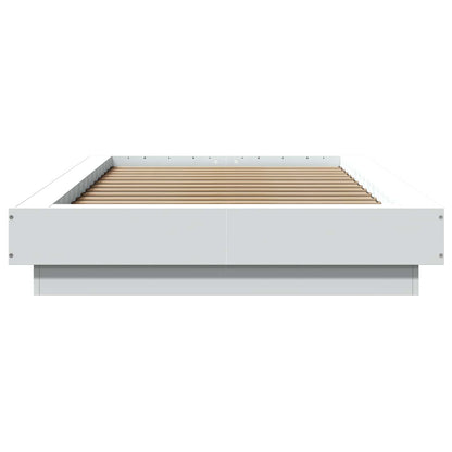 Vloerbedframe Wit 80 x 210 cm Bewerkt hout