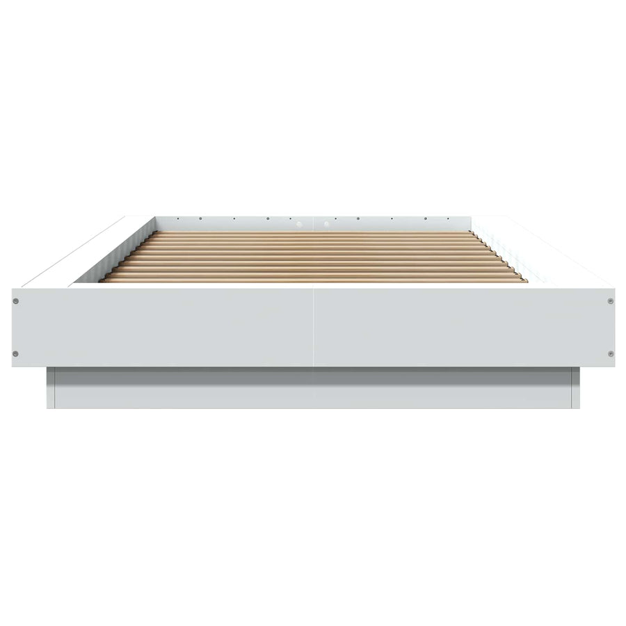 Vloerbedframe Wit 80 x 210 cm Bewerkt hout