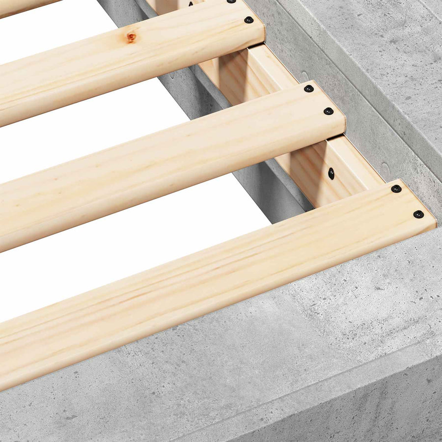 Vloerbedframe Betongrijs 80 x 210 cm Bewerkt hout