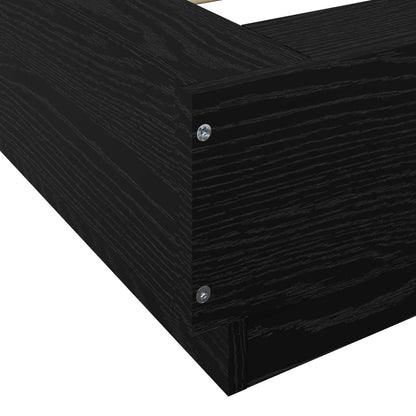 Vloerbedframe Zwart eiken 80 x 210 cm Bewerkt hout