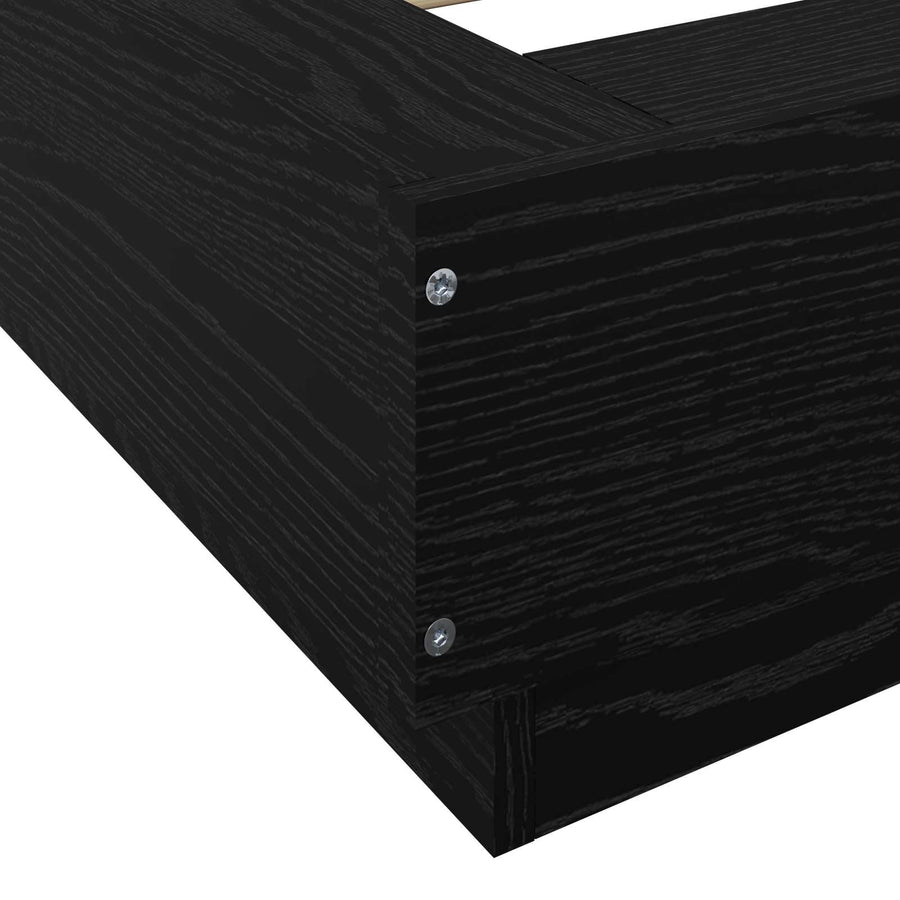 Vloerbedframe Zwart eiken 80 x 210 cm Bewerkt hout