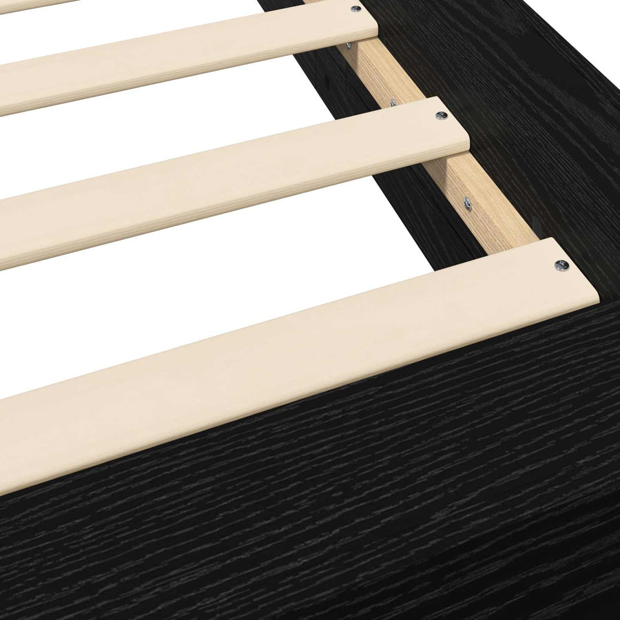 Vloerbedframe Zwart eiken 80 x 210 cm Bewerkt hout