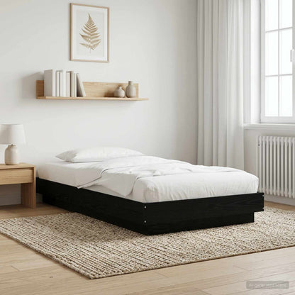 Vloerbedframe Zwart eiken 80 x 210 cm Bewerkt hout