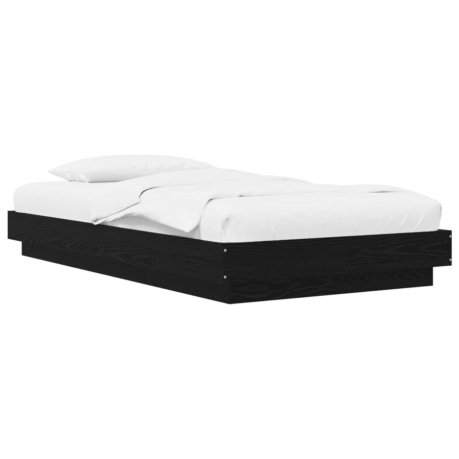Vloerbedframe Zwart eiken 80 x 210 cm Bewerkt hout