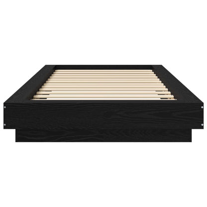 Vloerbedframe Zwart eiken 80 x 210 cm Bewerkt hout