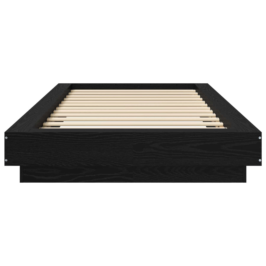 Vloerbedframe Zwart eiken 80 x 210 cm Bewerkt hout