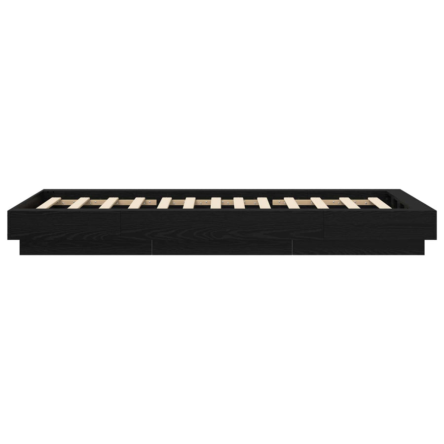 Vloerbedframe Zwart eiken 80 x 210 cm Bewerkt hout