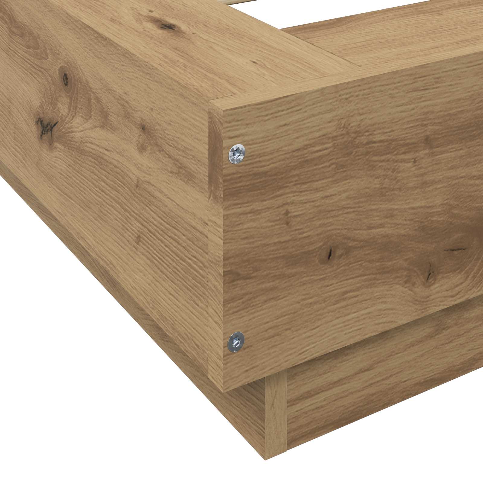 Vloerbedframe Artisanaal eiken 80 x 210 cm Bewerkt hout