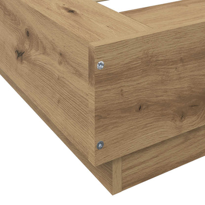 Vloerbedframe Artisanaal eiken 80 x 210 cm Bewerkt hout