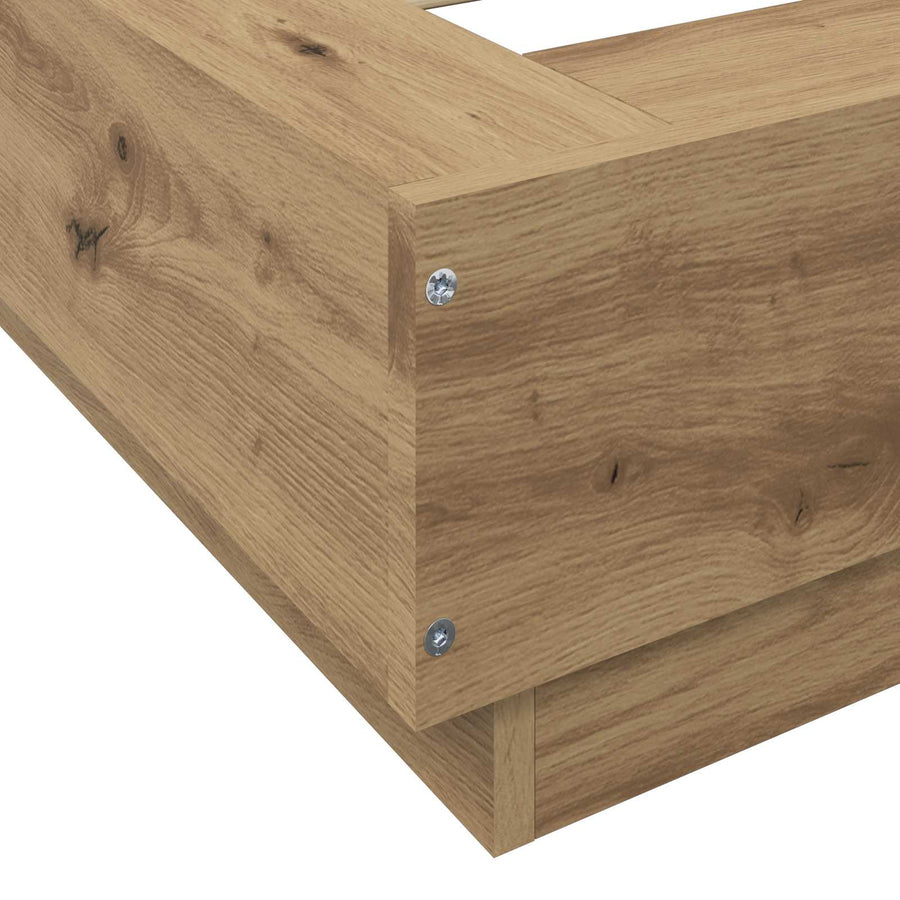 Vloerbedframe Artisanaal eiken 80 x 210 cm Bewerkt hout