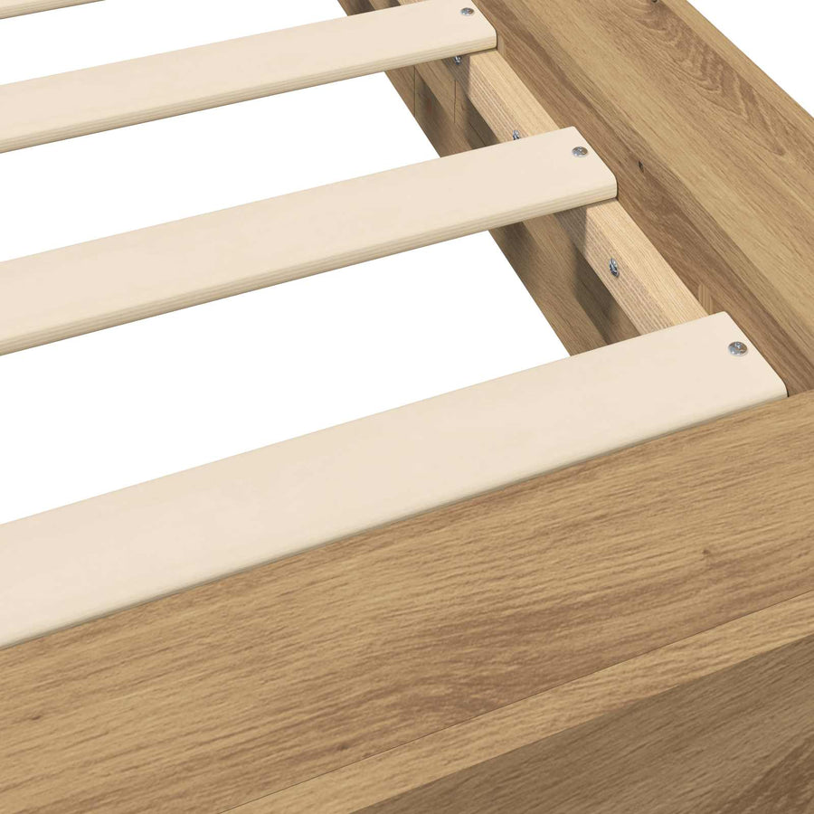 Vloerbedframe Artisanaal eiken 80 x 210 cm Bewerkt hout