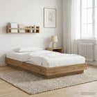 Vloerbedframe Artisanaal eiken 80 x 210 cm Bewerkt hout
