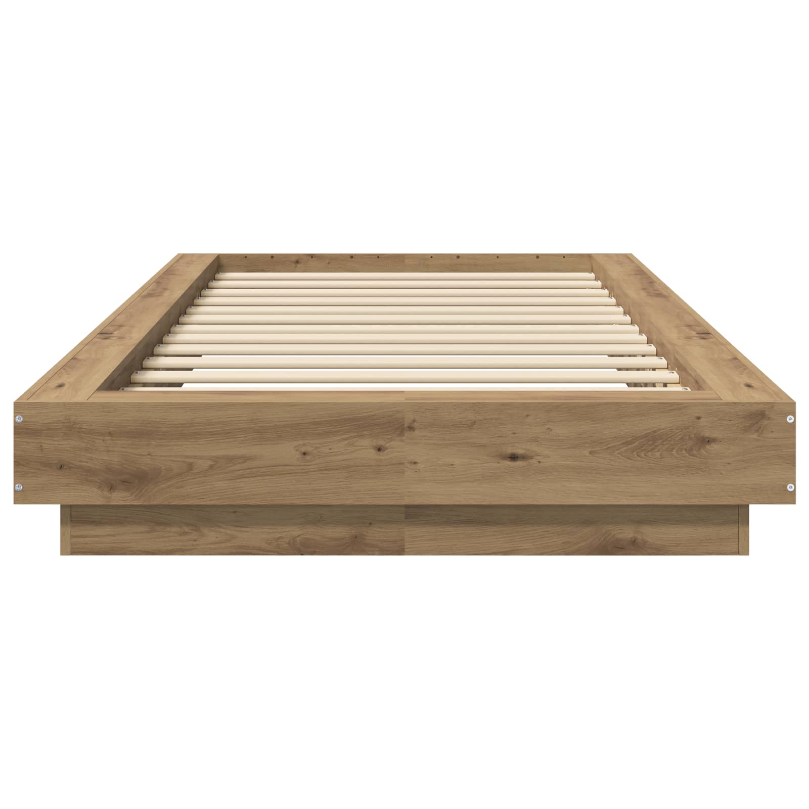 Vloerbedframe Artisanaal eiken 80 x 210 cm Bewerkt hout