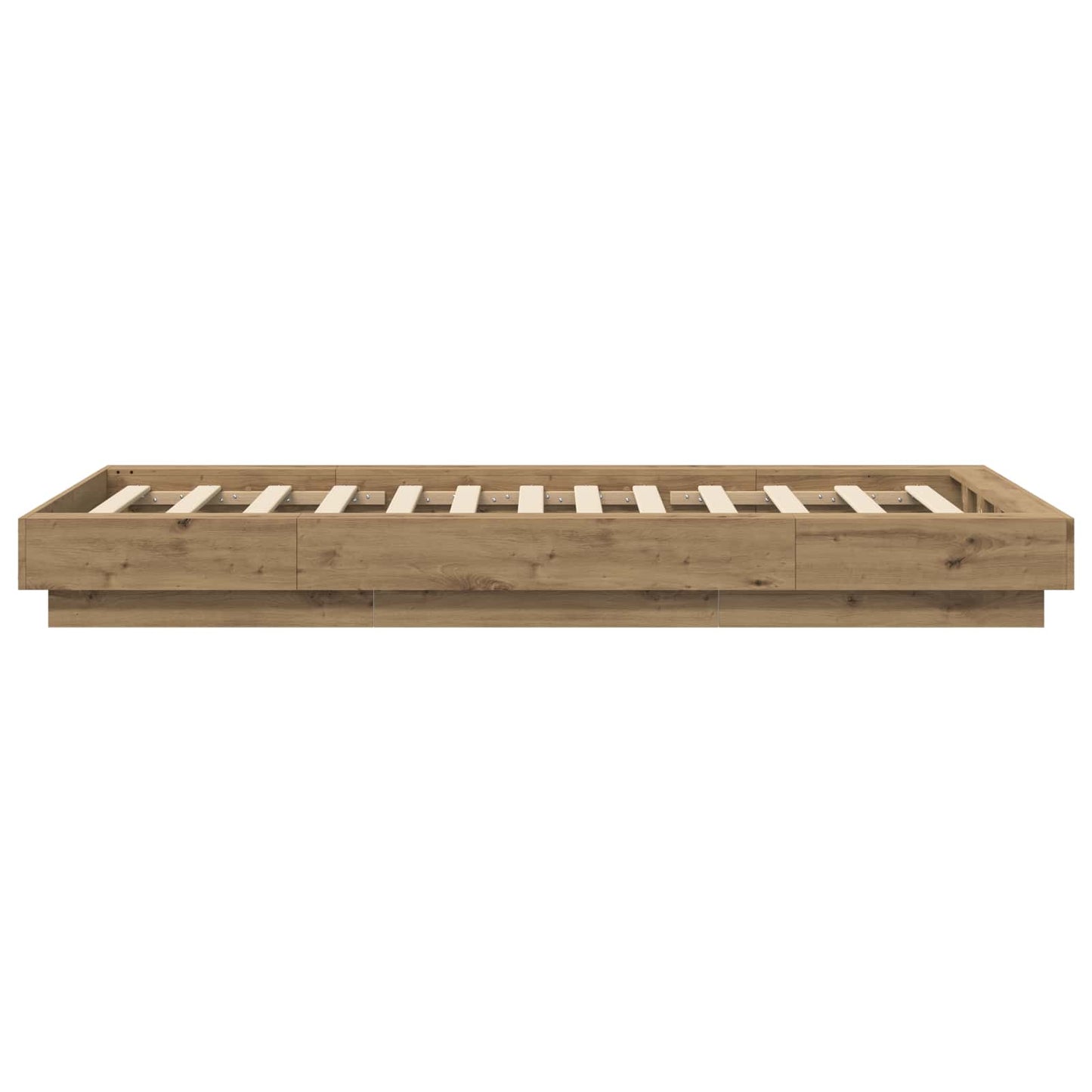 Vloerbedframe Artisanaal eiken 80 x 210 cm Bewerkt hout