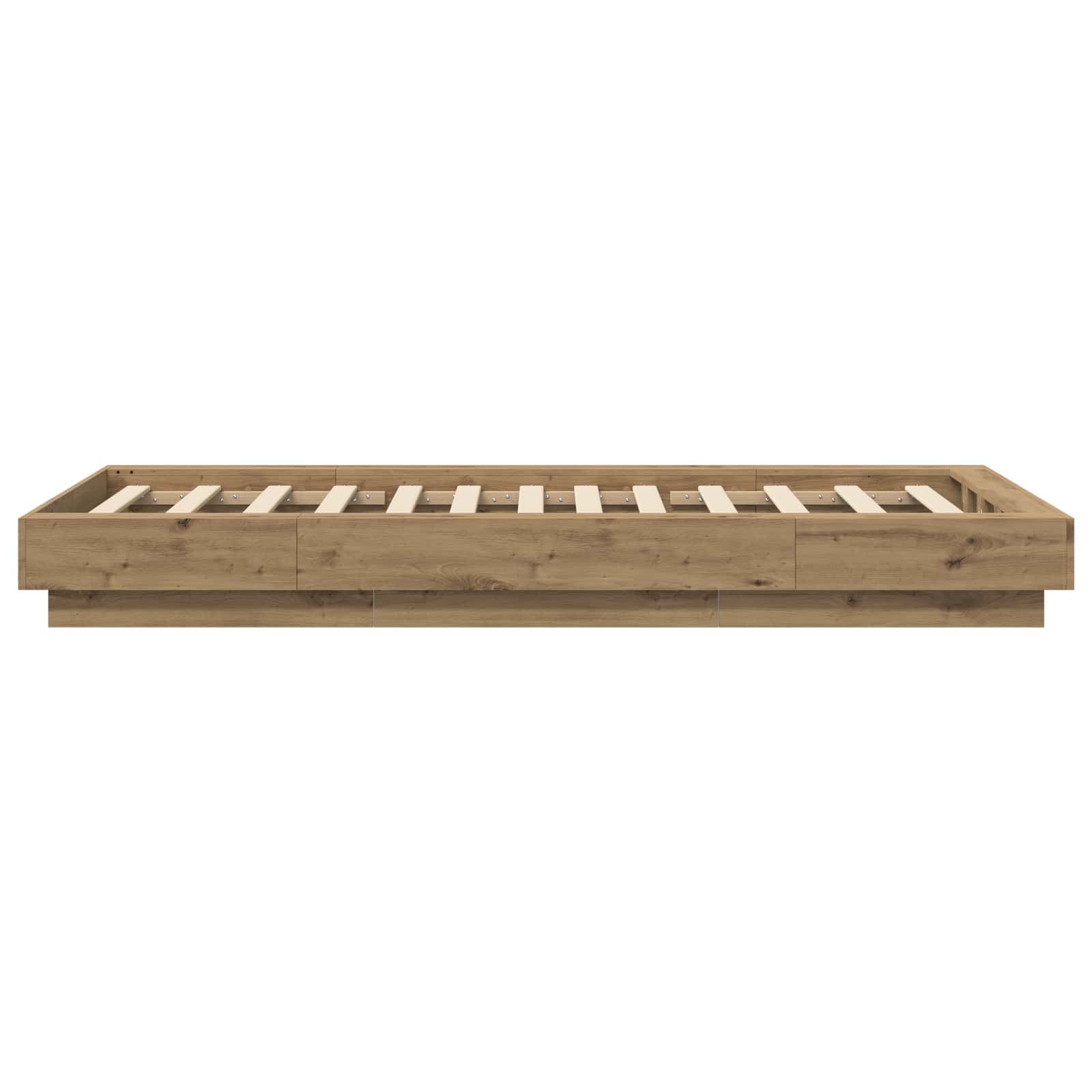 Vloerbedframe Artisanaal eiken 80 x 210 cm Bewerkt hout