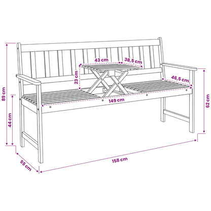 Tuinbank 158 x 55 x 89 cm Massief Acaciahout Naturel
