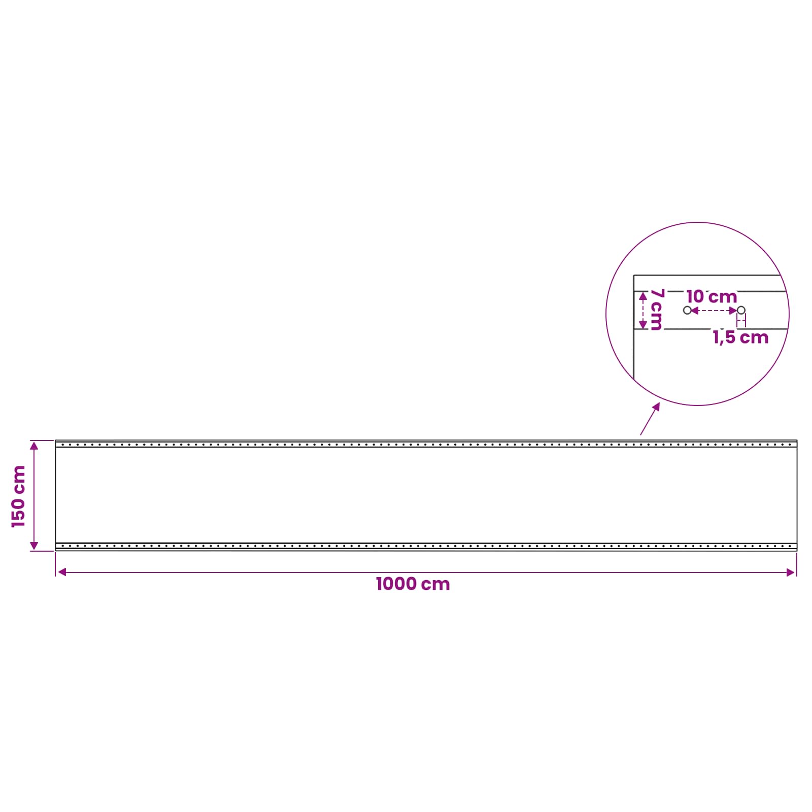 Zeil met Oogjes 2 st Groen 1,5 x 10 m 260 gsm PE