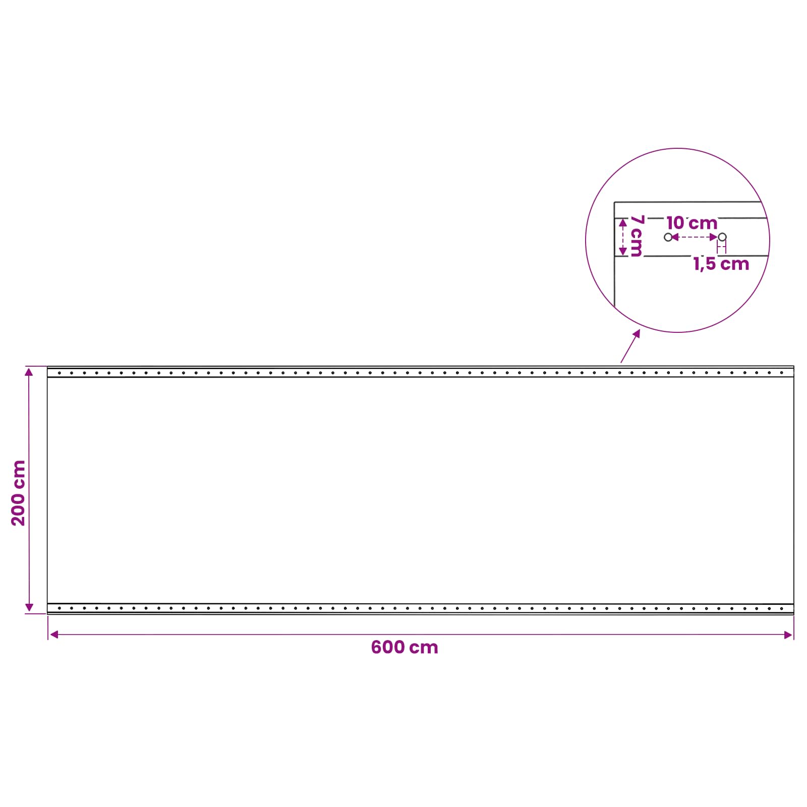 Zeil met Oogjes 2 st Groen 2 x 6 m 260 gsm PE