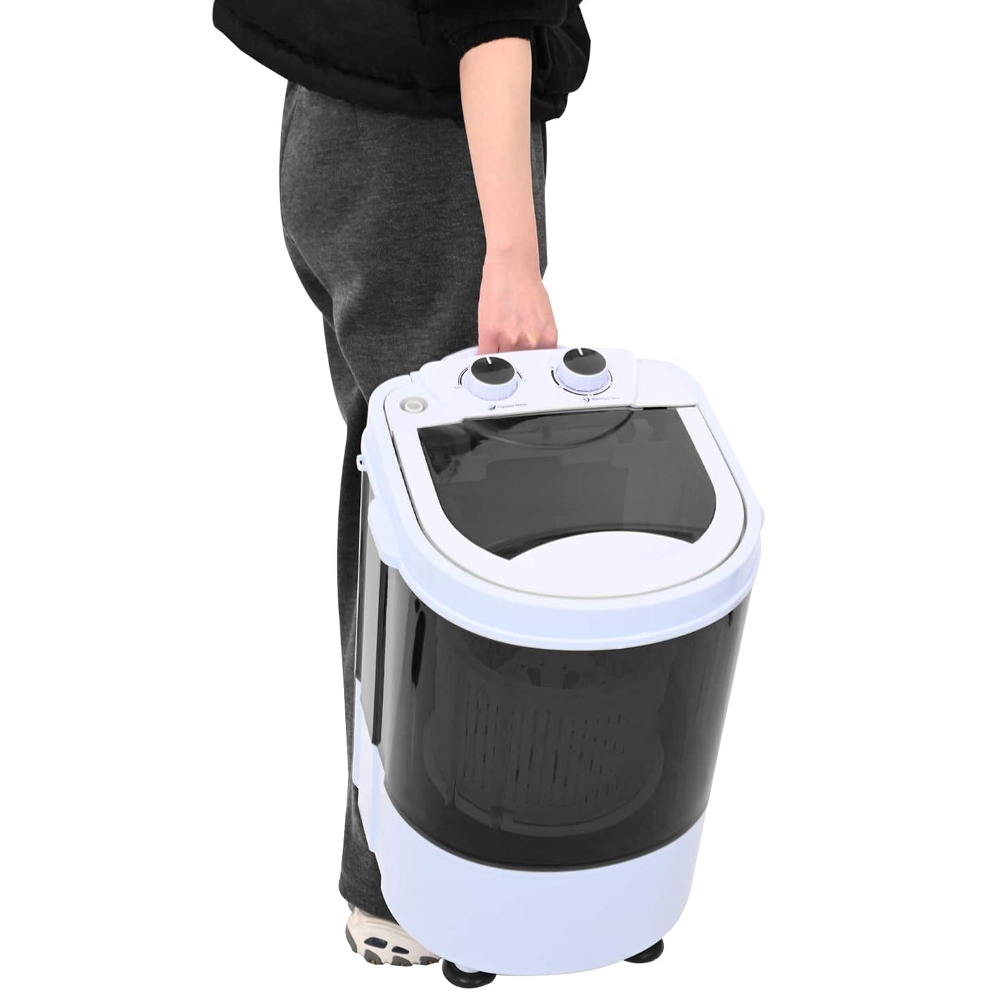 Mini Wasmachine met Enkele Wasbak 2,6 kg Zwart en Wit
