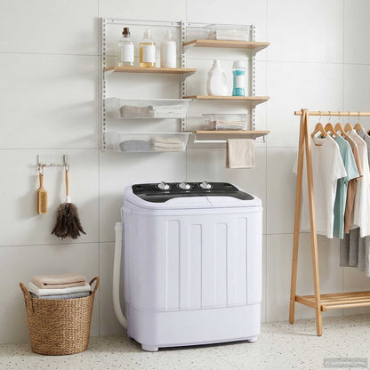 Mini Wasmachine met Twin Tub 3,6 kg Zwart en Wit
