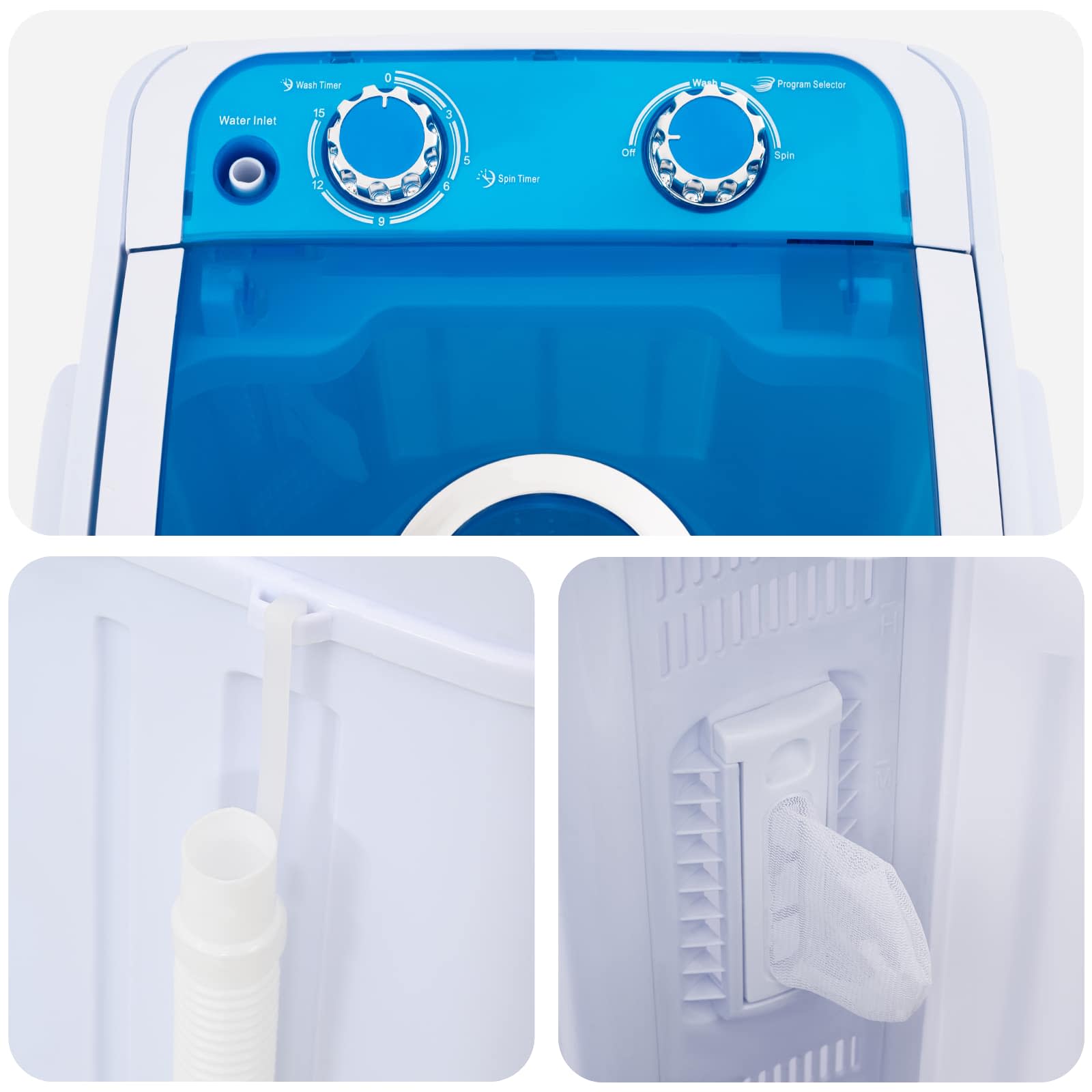 Mini Wasmachine met Enkele Wasbak 4,6 kg Blauw en Wit