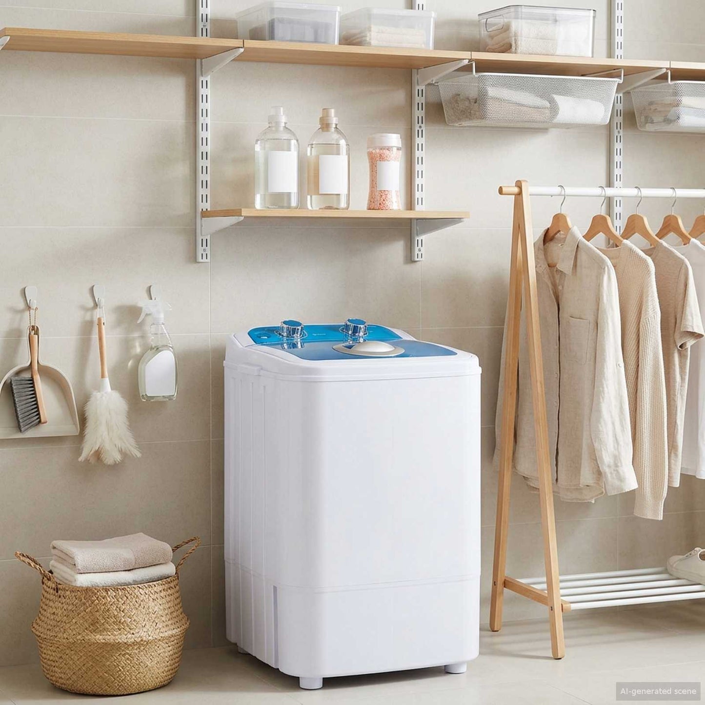 Mini Wasmachine met Enkele Wasbak 4,6 kg Blauw en Wit