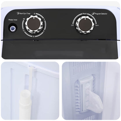Mini Wasmachine met Enkele Wasbak 4,6 kg Zwart en Wit