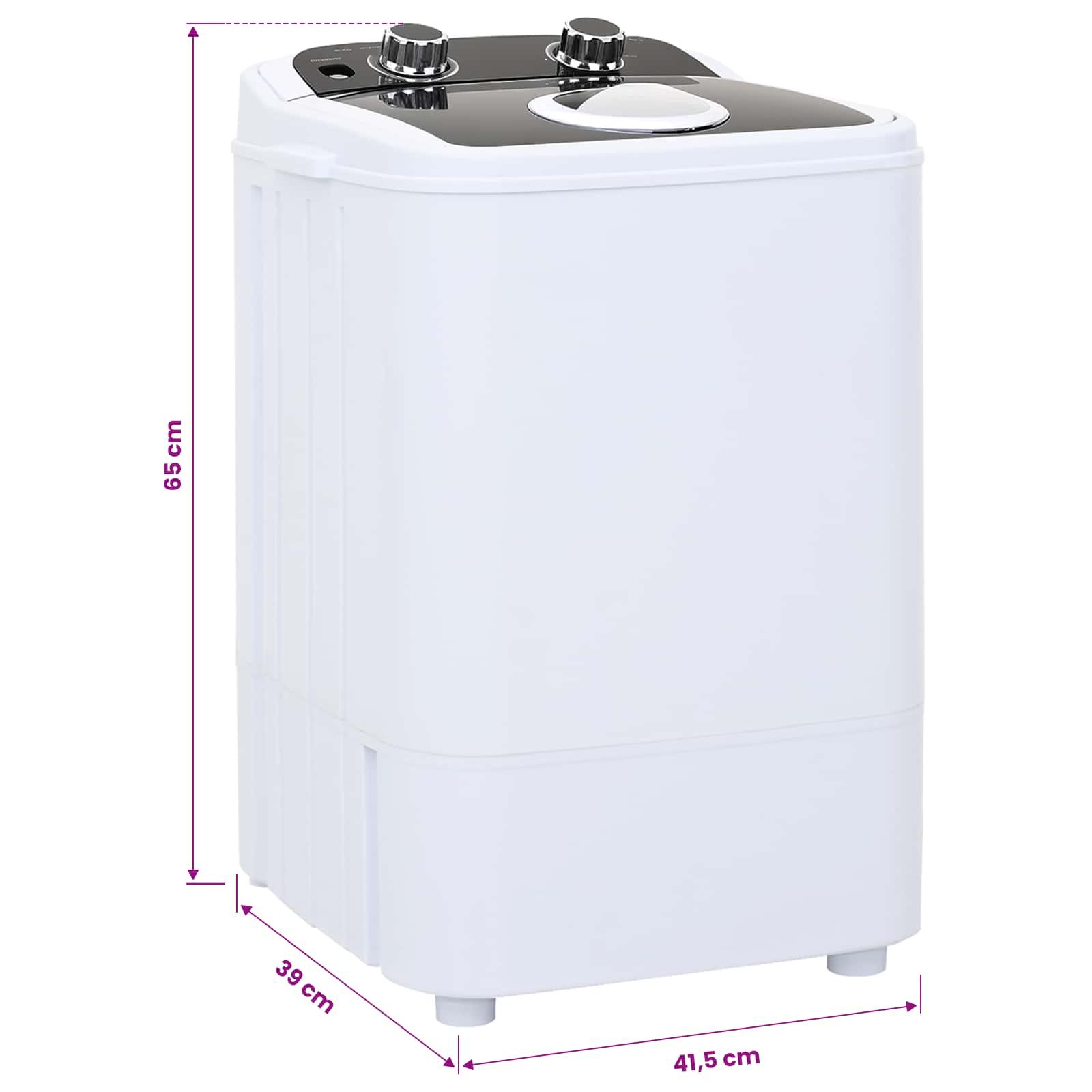Mini Wasmachine met Enkele Wasbak 4,6 kg Zwart en Wit